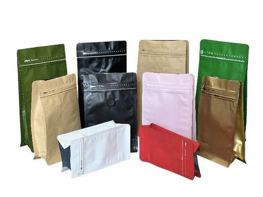 OEM コーヒー フラットボトム バッグ 優れたディスプレイ 片道ジップロック 100g-1kg