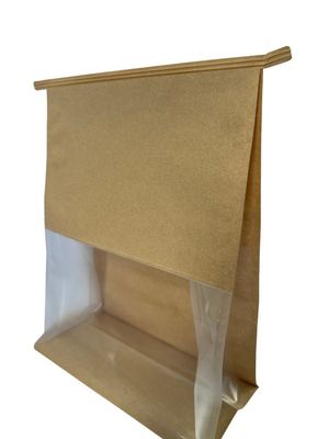 低臭 茶色の紙 窓とテープをカスタマイズした平底袋