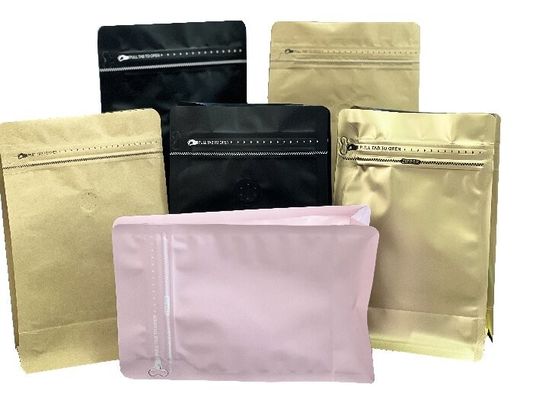 OEM コーヒー フラットボトム バッグ 優れたディスプレイ 片道ジップロック 100g-1kg