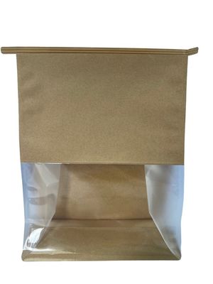 低臭 茶色の紙 窓とテープをカスタマイズした平底袋